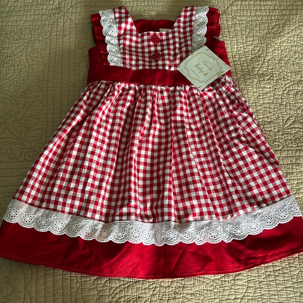 NEW❤️Haute Baby Checkered Apron Dress